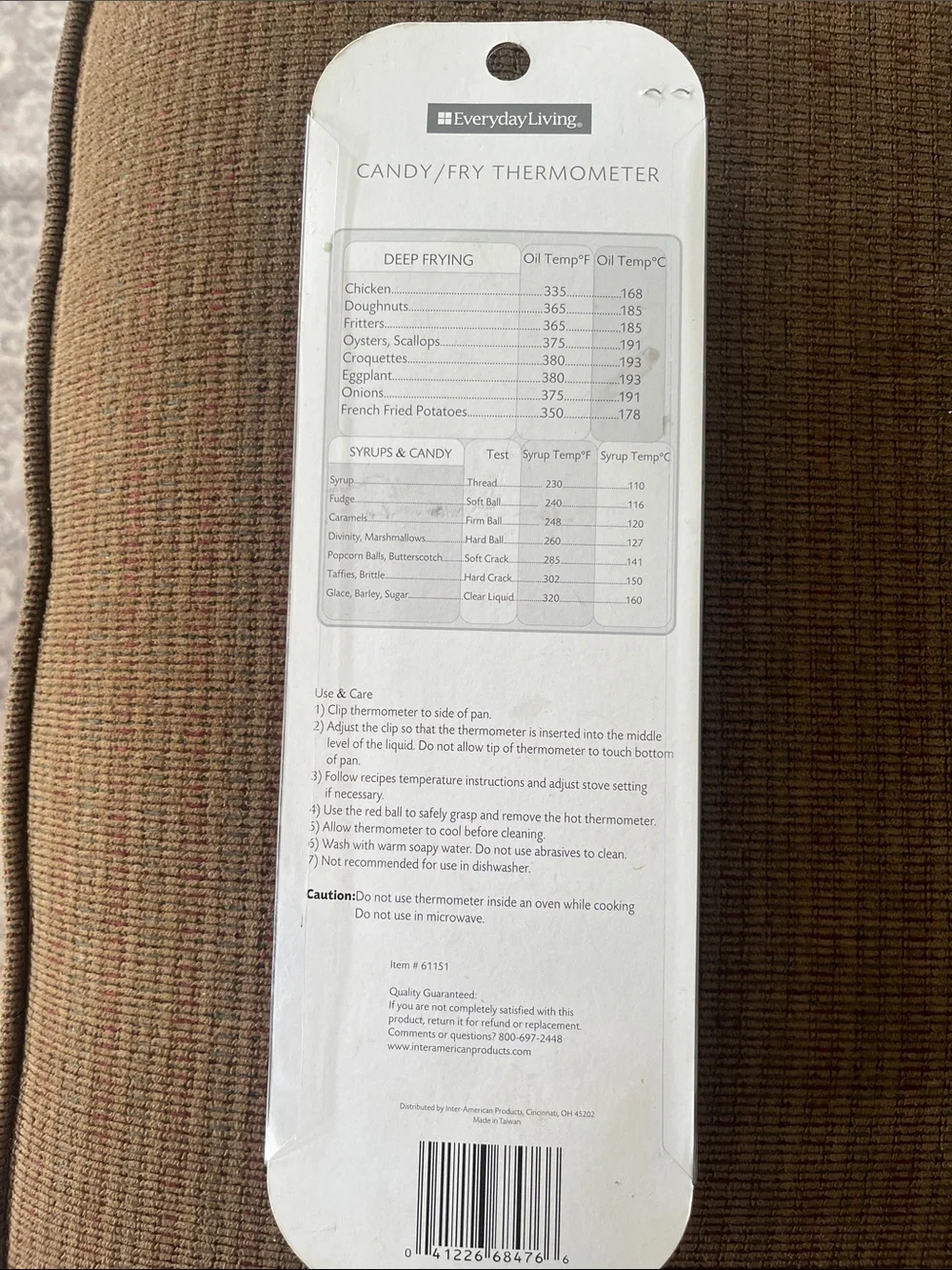 Everyday Living Candy/Fry Thermometer. New in package, never opened